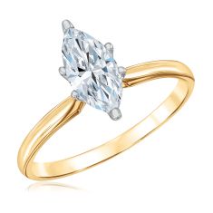 1ct Marquise Diamond Solitaire Yellow Gold Engagement Ring - Solitaire Collection