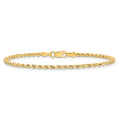 Diamond-Cut Rope 10k Yellow Gold Chain Anklet 2.25mm
