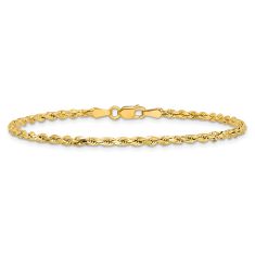 Diamond-Cut Rope 10k Yellow Gold Chain Bracelet 2.5mm