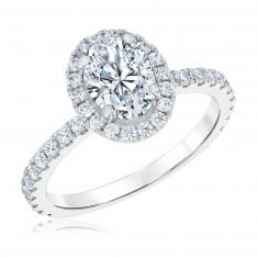 1 5/8ctw Oval Lab Grown Diamond Halo White Gold Engagement Ring - Colorless