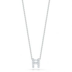 Roberto Coin Tiny Treasures Diamond Love Letter H Necklace 1/15ctw